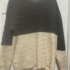 Cozy Casual Black and Cream Textured Sweater